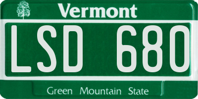 VT license plate LSD680