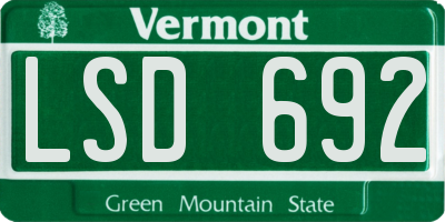 VT license plate LSD692