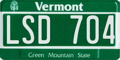 VT license plate LSD704