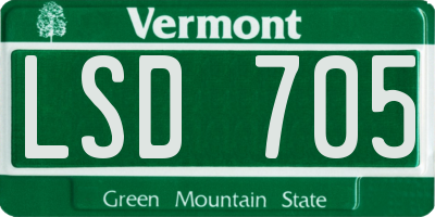 VT license plate LSD705