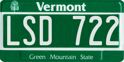 VT license plate LSD722