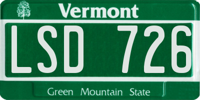 VT license plate LSD726