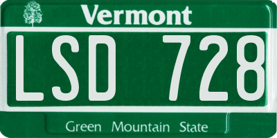 VT license plate LSD728