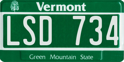 VT license plate LSD734