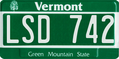 VT license plate LSD742