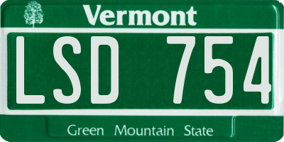 VT license plate LSD754