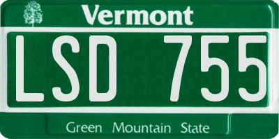 VT license plate LSD755