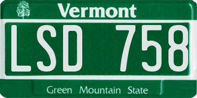 VT license plate LSD758