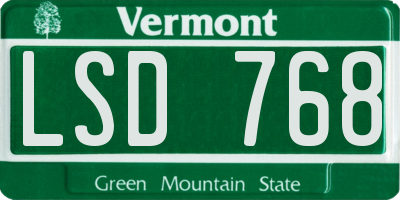 VT license plate LSD768