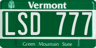 VT license plate LSD777