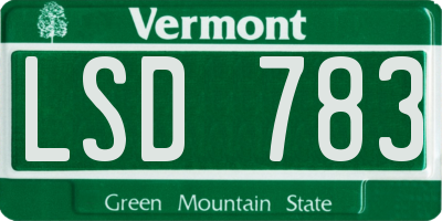 VT license plate LSD783