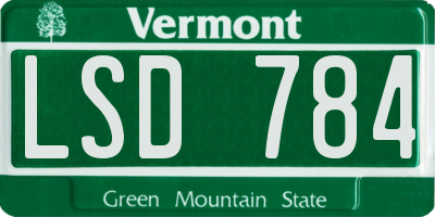 VT license plate LSD784