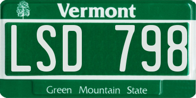 VT license plate LSD798