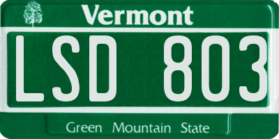 VT license plate LSD803