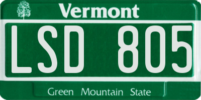 VT license plate LSD805