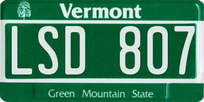 VT license plate LSD807