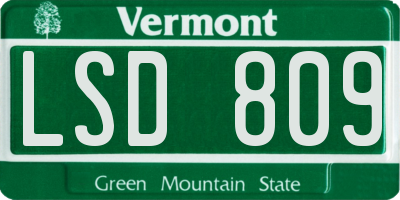 VT license plate LSD809