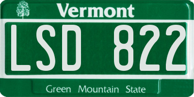 VT license plate LSD822