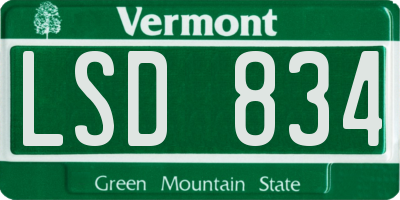 VT license plate LSD834