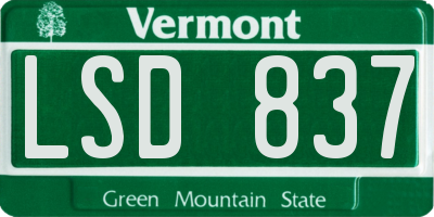 VT license plate LSD837