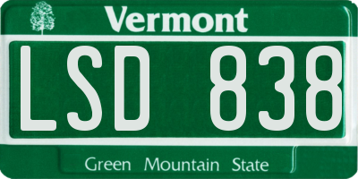 VT license plate LSD838