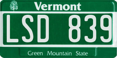 VT license plate LSD839