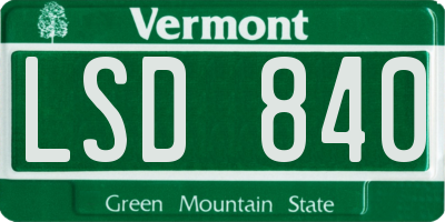 VT license plate LSD840