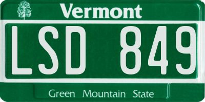 VT license plate LSD849