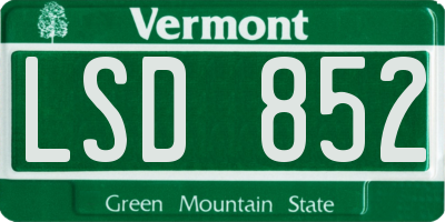 VT license plate LSD852