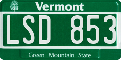 VT license plate LSD853