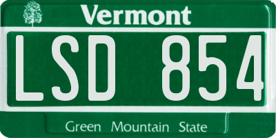 VT license plate LSD854