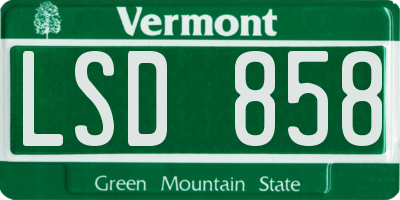 VT license plate LSD858