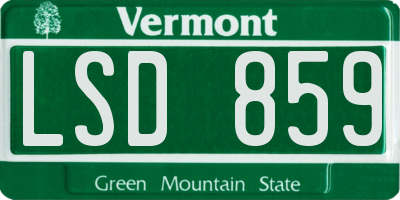 VT license plate LSD859