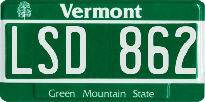 VT license plate LSD862