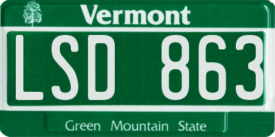 VT license plate LSD863