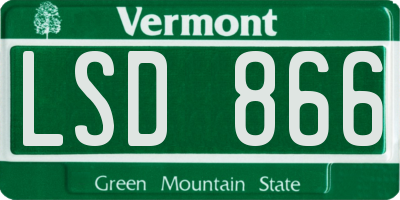 VT license plate LSD866
