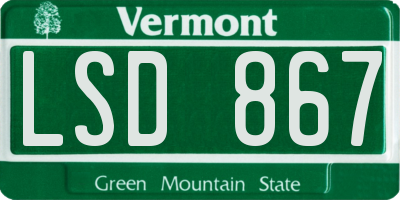 VT license plate LSD867