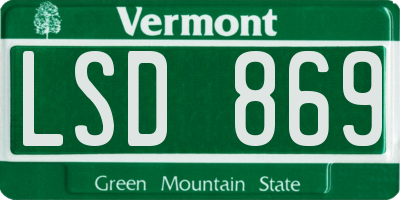 VT license plate LSD869