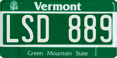 VT license plate LSD889