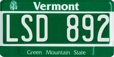 VT license plate LSD892