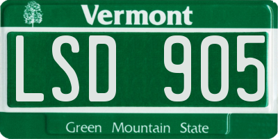 VT license plate LSD905
