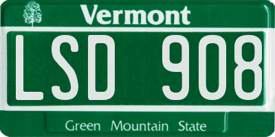 VT license plate LSD908