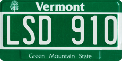 VT license plate LSD910