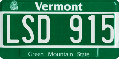 VT license plate LSD915