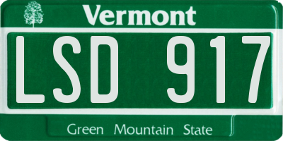 VT license plate LSD917