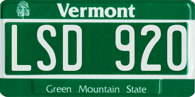 VT license plate LSD920