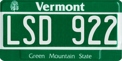 VT license plate LSD922