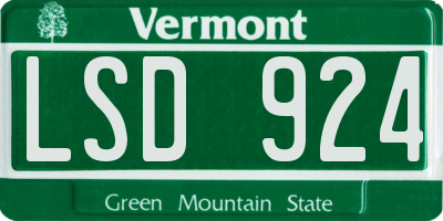 VT license plate LSD924