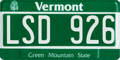 VT license plate LSD926