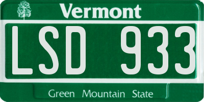 VT license plate LSD933